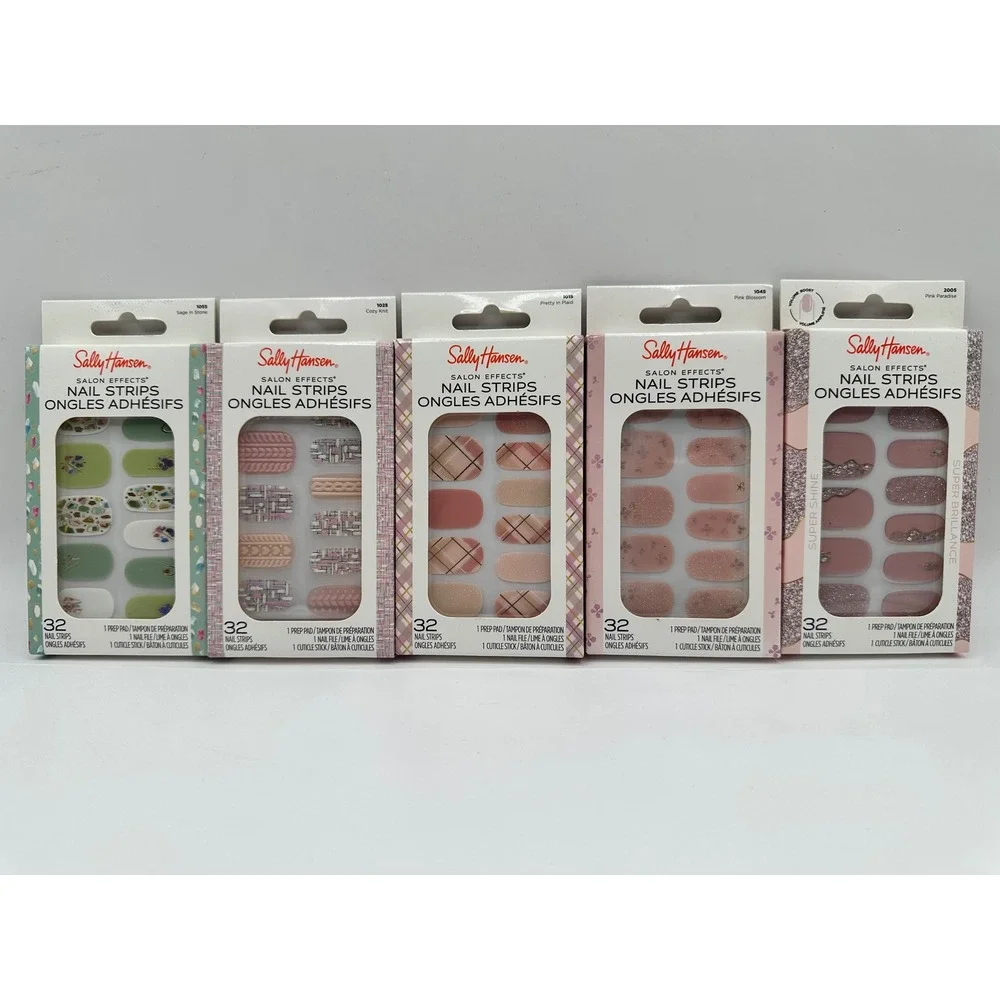 Sally Hansen Salon Effects Nail‎ Polish Strips Variety Bundle 5 Sets 32 Strips